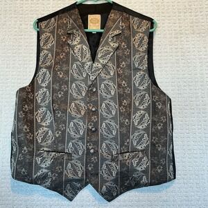 WAH Maker Frontier Vest L USA MADE Rich Gray Tones Men Western Wear Rodeo VTG